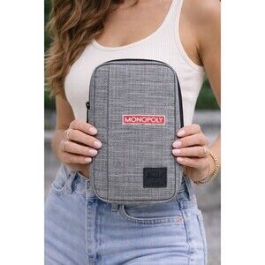 Herschel Burrard Organizer Tech Bag Raven Crosshatch Gray Monopoly Logo NWT